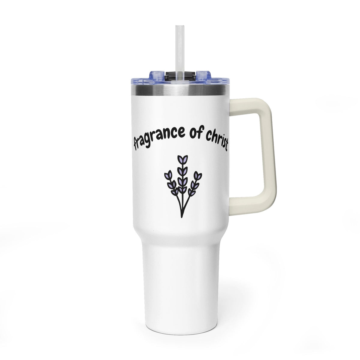 40oz Vacuum Tumbler – Fragrance of Christ Insulated Travel Mug with Straw (Custom Design)