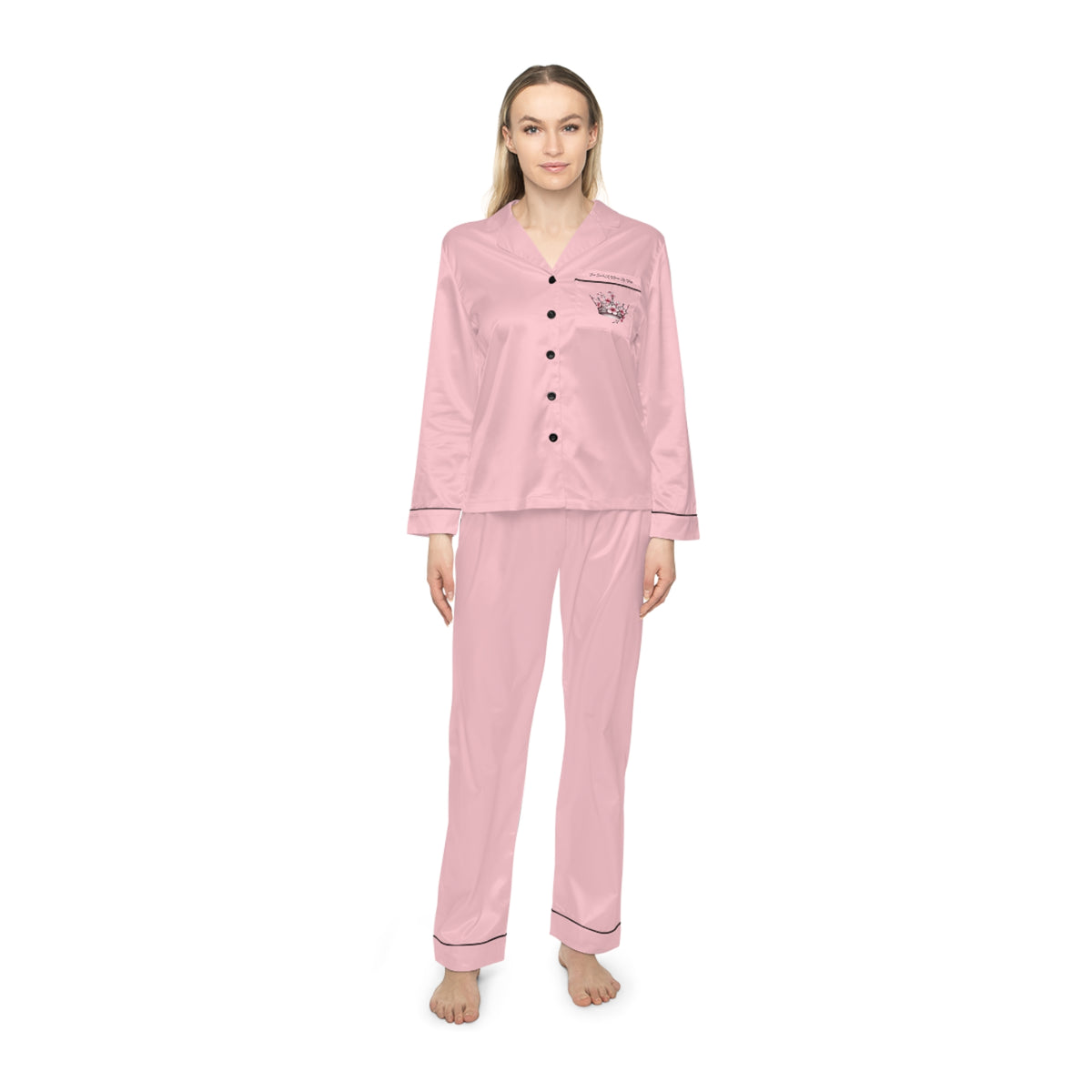 Satin Women's Pajama Set — Blush "For Such A Time As This" Sleepwear