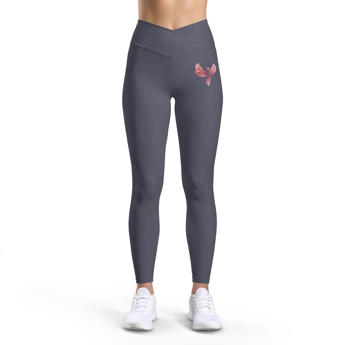Women’s Luxe Leggings — Pink Floral Butterfly Hip Accent