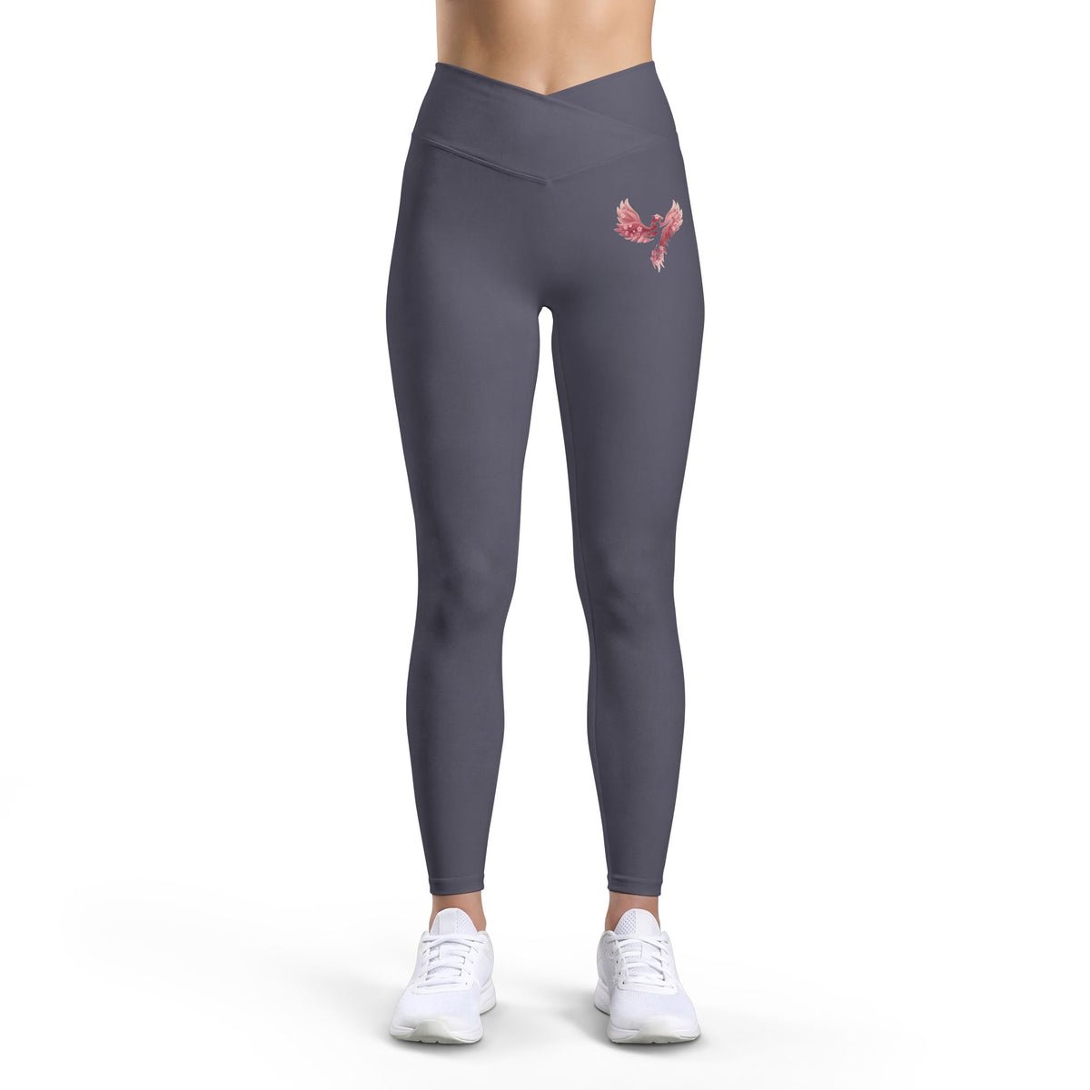 Women’s Luxe Leggings — Rise Anew Floral Phoenix Bird Hip Accent