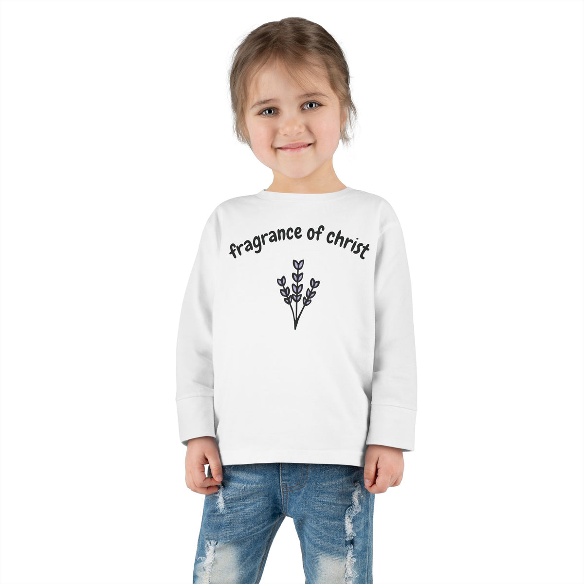 Toddler Long Sleeve Tee — "Fragrance of Christ" Floral Christian Shirt