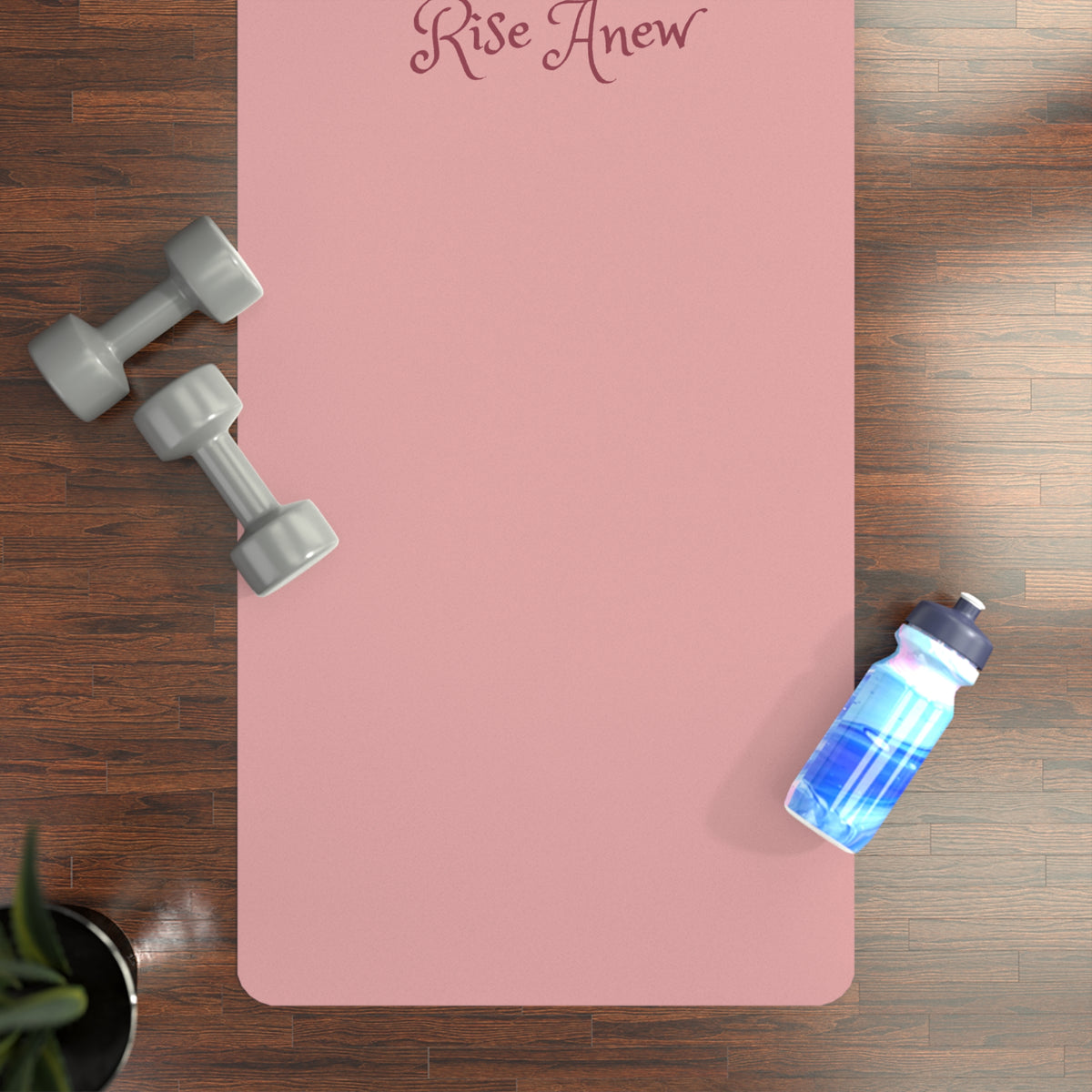Rose Pink "Rise Anew" Inspirational Non-Slip Fitness Mat