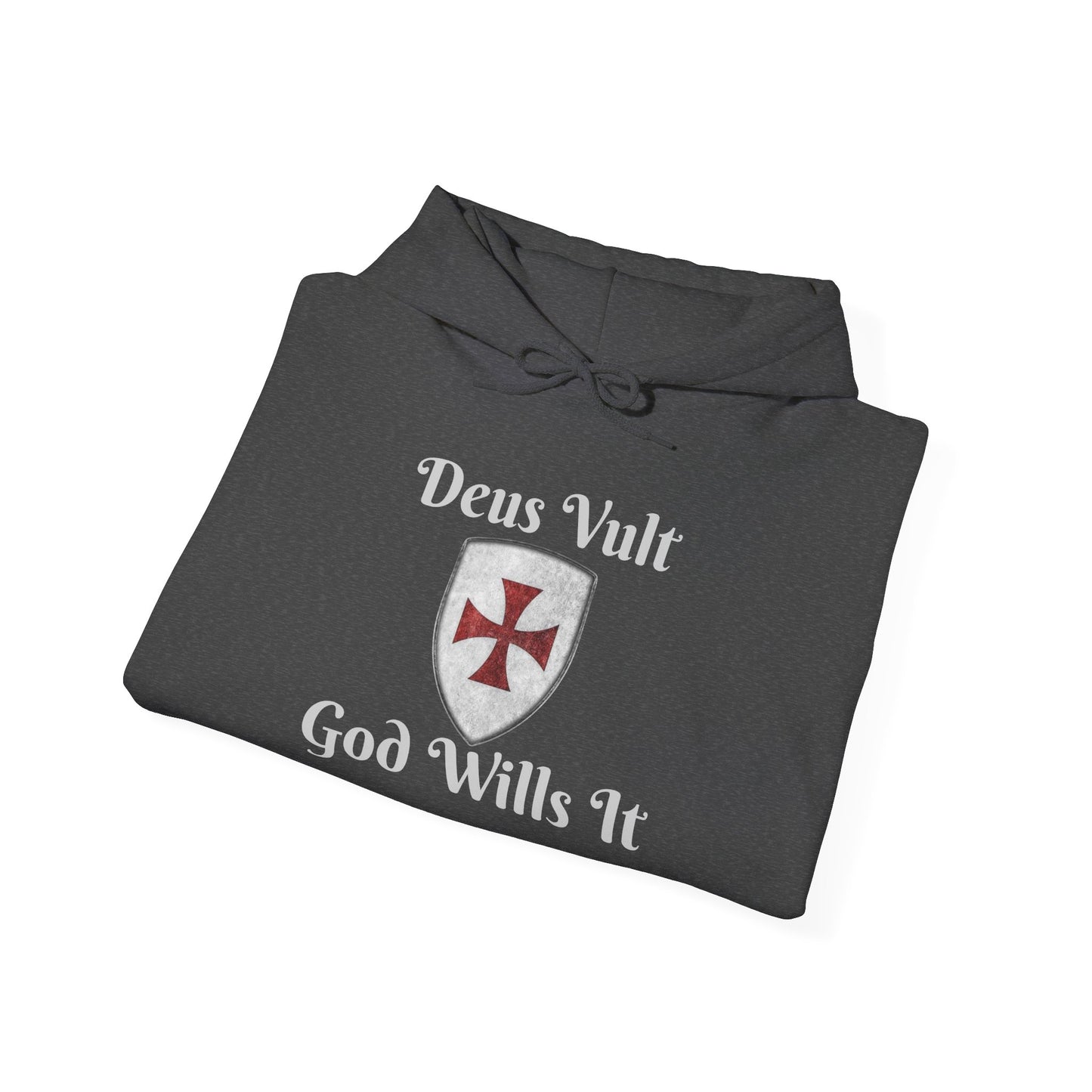 Crusader Cross Hoodie — "Deus Vult / God Wills It" Patriotic Flag Graphic
