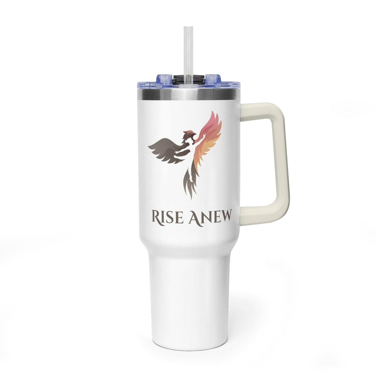 40oz Vacuum Tumbler – White Insulated Travel Cup (Rise Anew Program Design)