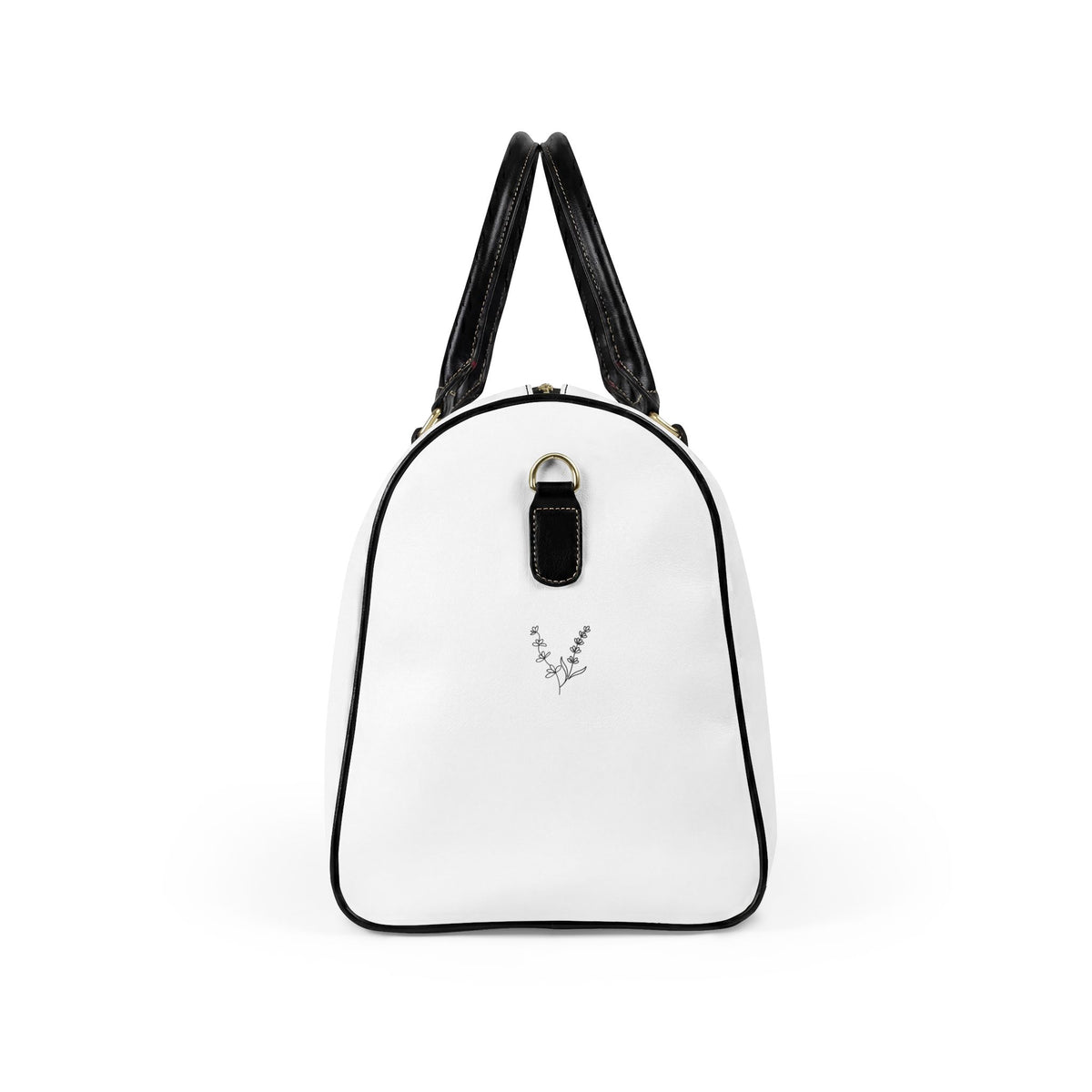 Lilacs and Lavender Faux Leather Travel Bag — White Weekender Duffel