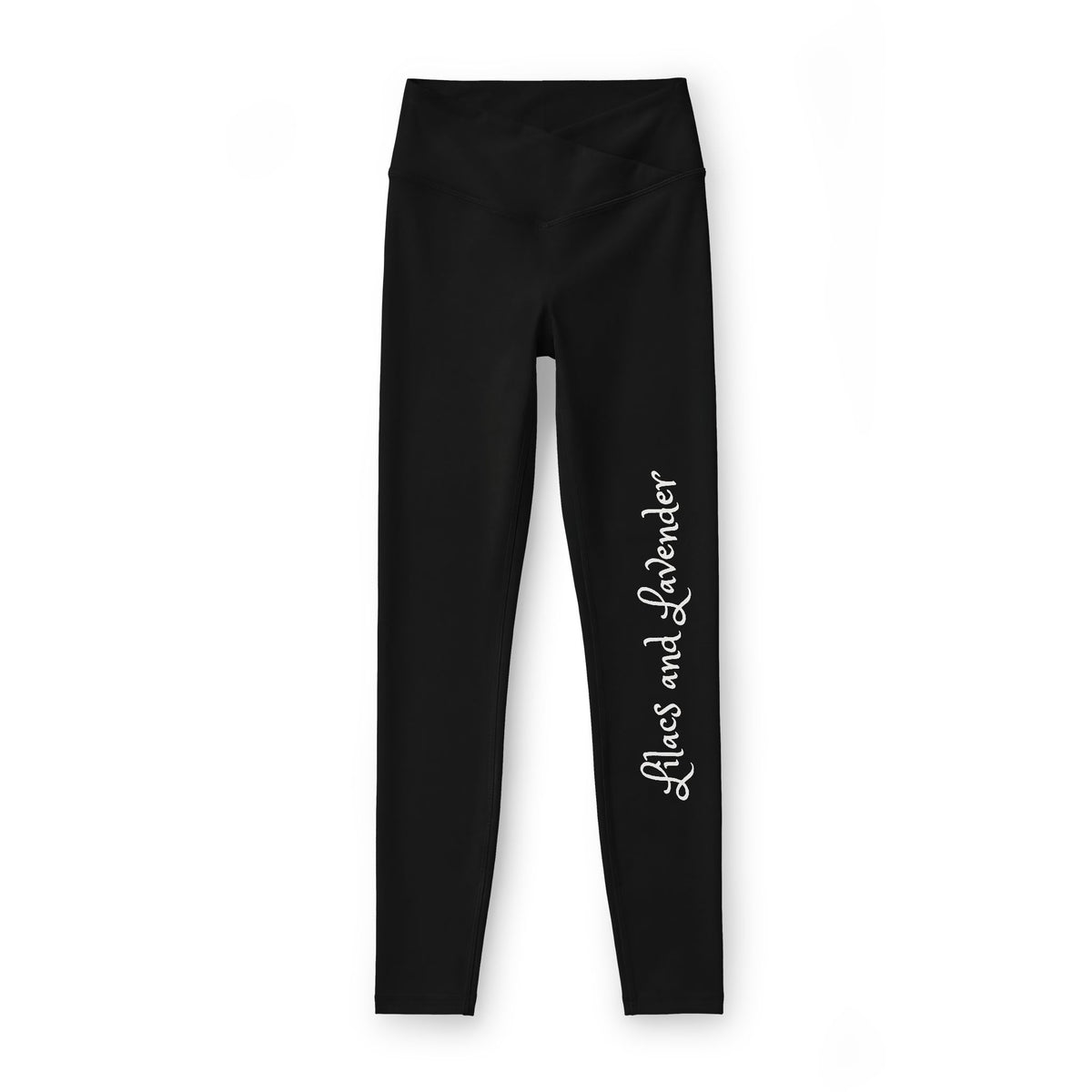 Leggings — Lilacs and Lavender Script Side Print Yoga Leggings
