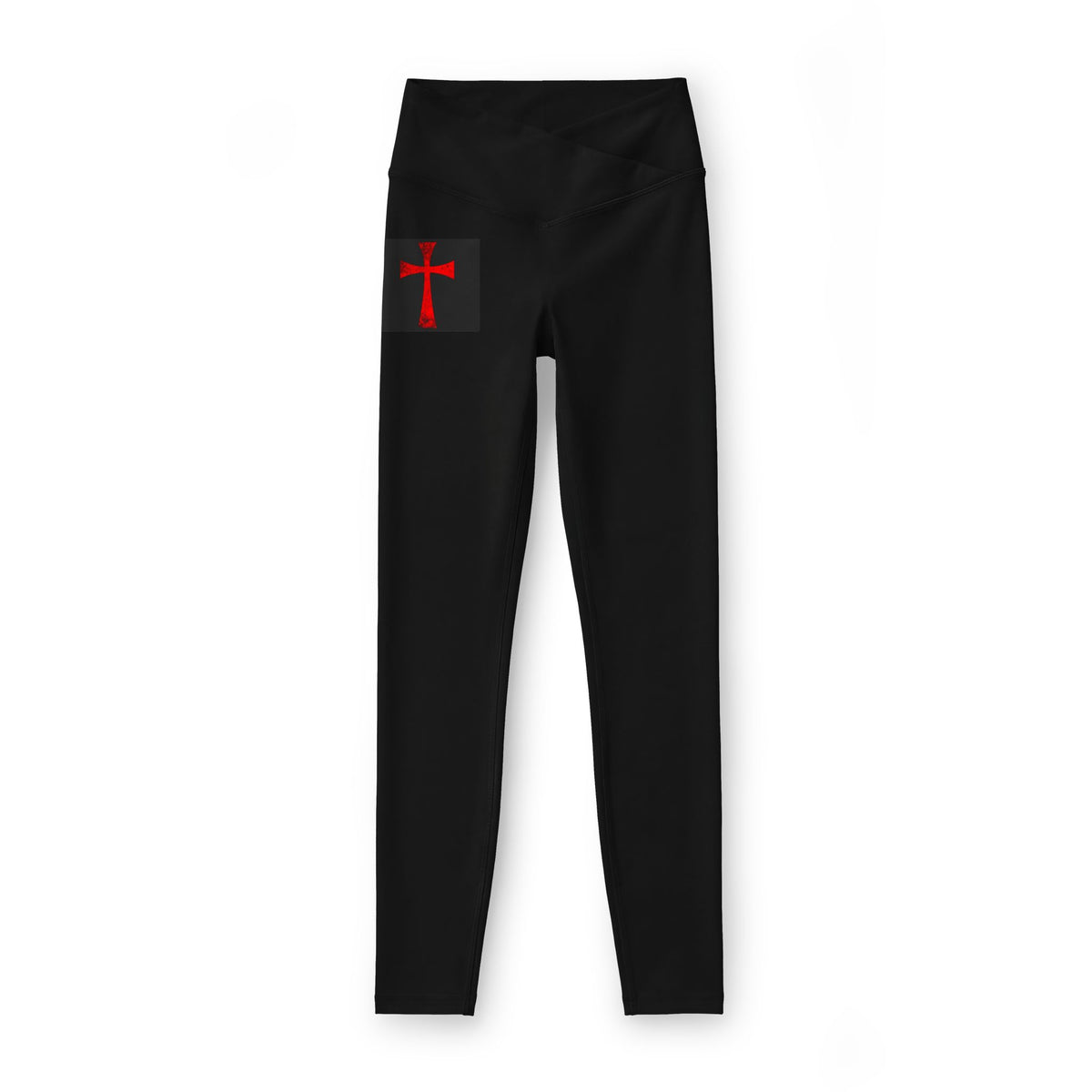 Women's Leggings with Red Crusader Cross Pocket — Faith-Inspired Activewear