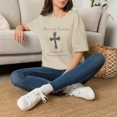Lilacs and Lavender Signature Cross T-Shirt — Floral Faith Tee