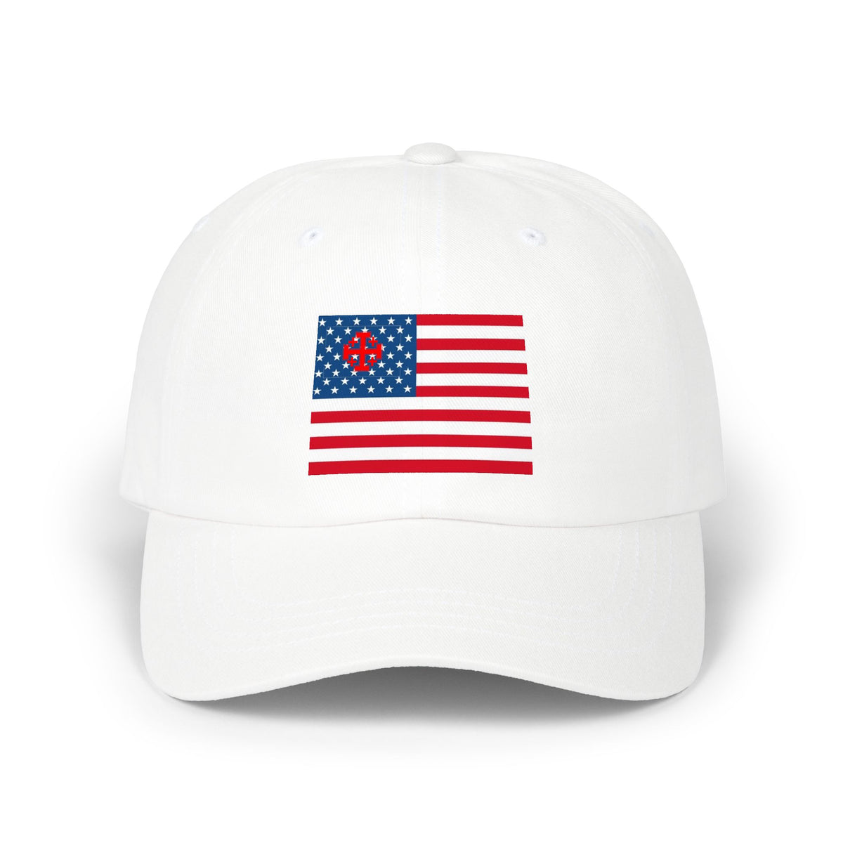 Patriotic Vintage Baseball Dad Cap with Embroidered Crusader Heart Flag