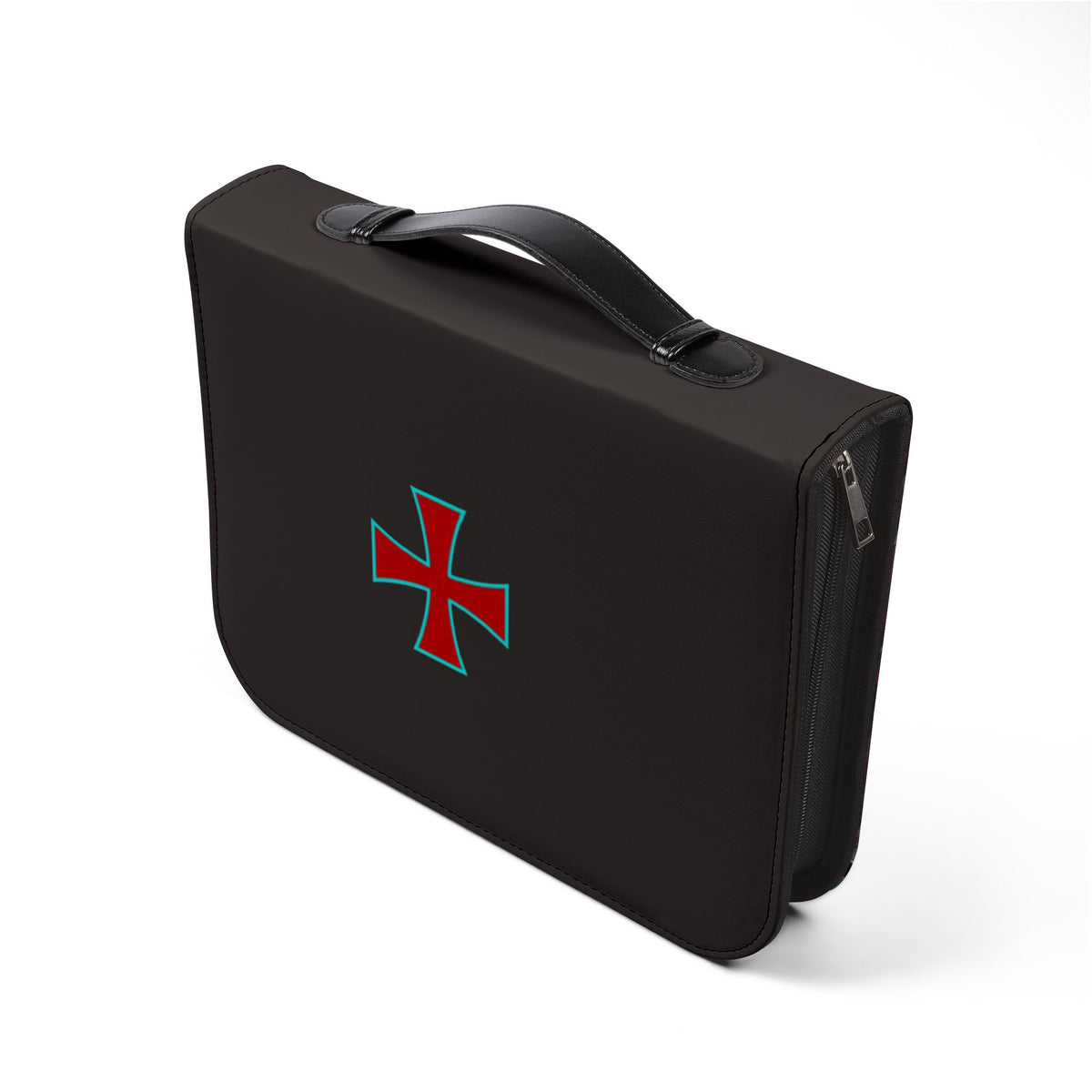 Crusader Knight Bible Cover – Zippered Leatherette Bible Case with Medieval Cross Design