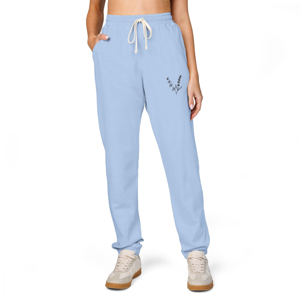 Lilacs and Lavender Signature Emblem - Cream Garment-Dyed Fleece Joggers