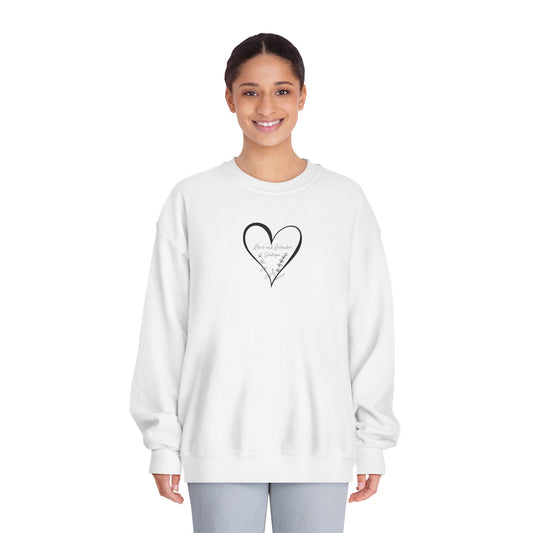 Lilacs and Lavender Boutique Sweatshirt — Minimal Hand-Drawn Heart Crewneck