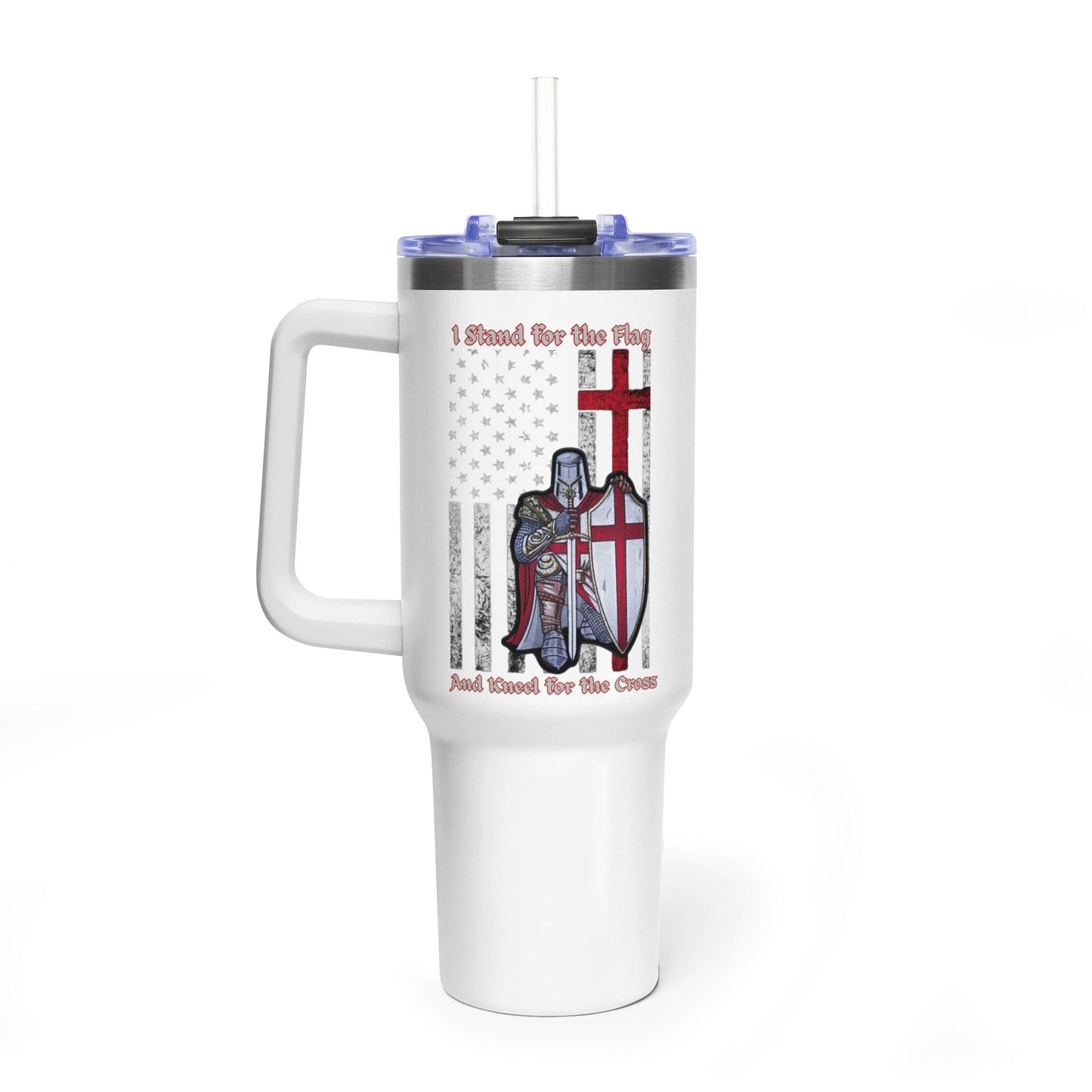 40oz Vacuum Tumbler — Patriotic Crusader Design (I Stand For The Flag)