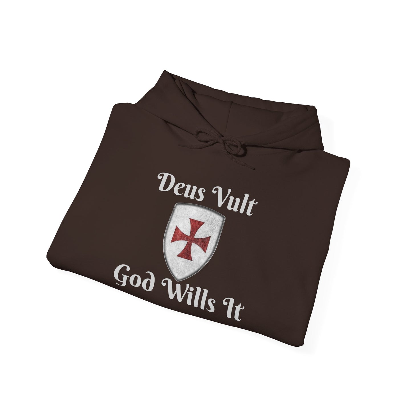 Crusader Cross Hoodie — "Deus Vult / God Wills It" Patriotic Flag Graphic