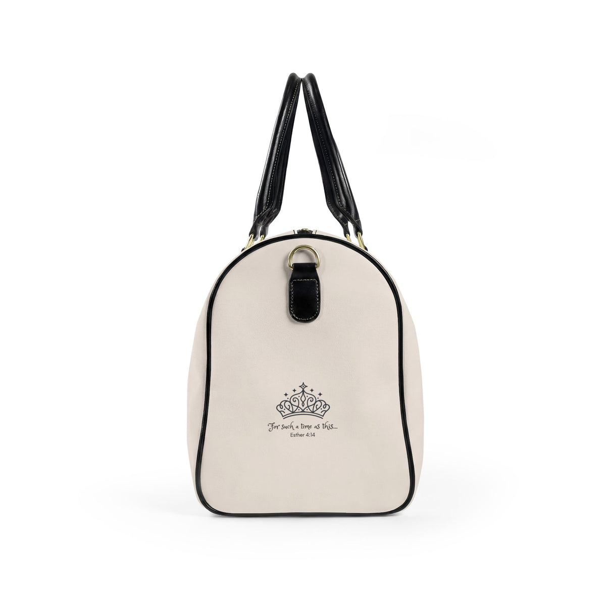 Embroidered Crown Faux Leather Travel Bag — 'For Such A Time As This' Scripture Duffel