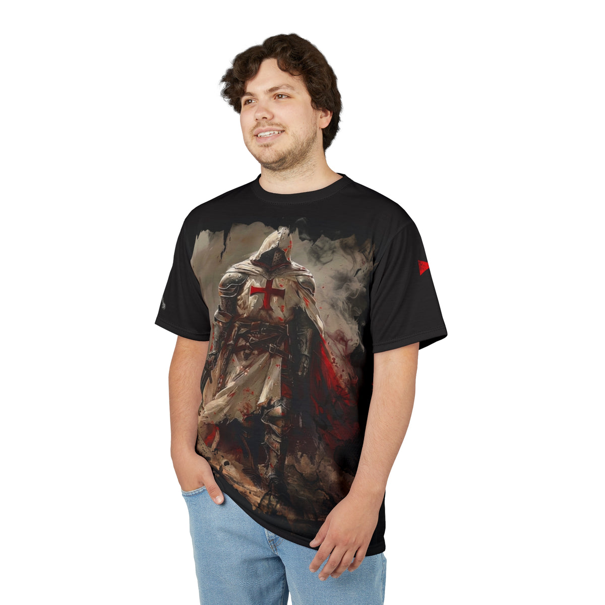 Templar Knight All-Over Print Tee — Crusader Warrior Graphic Shirt