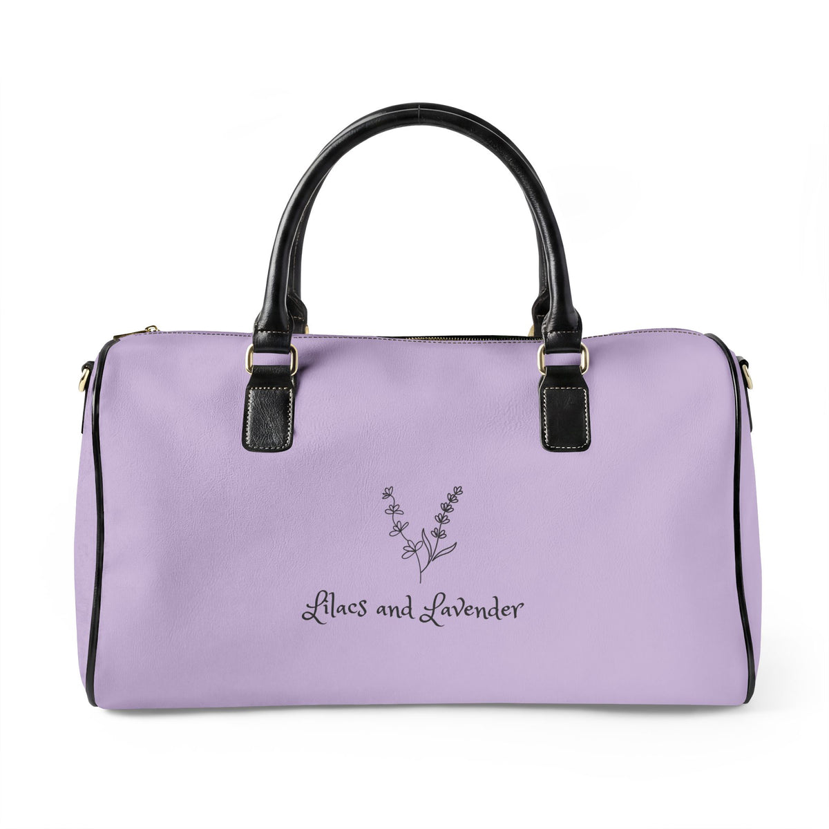 Lilacs and Lavender Faux Leather Travel Bag — Floral Weekend Duffel