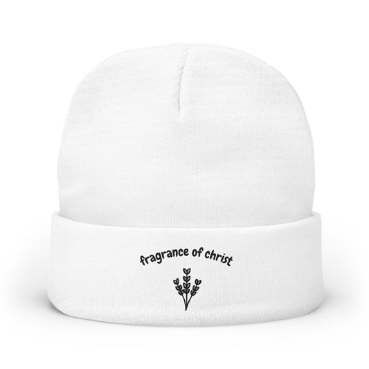 Embroidered 'Fragrance of Christ' Knit Beanie – Floral Faith Winter Hat