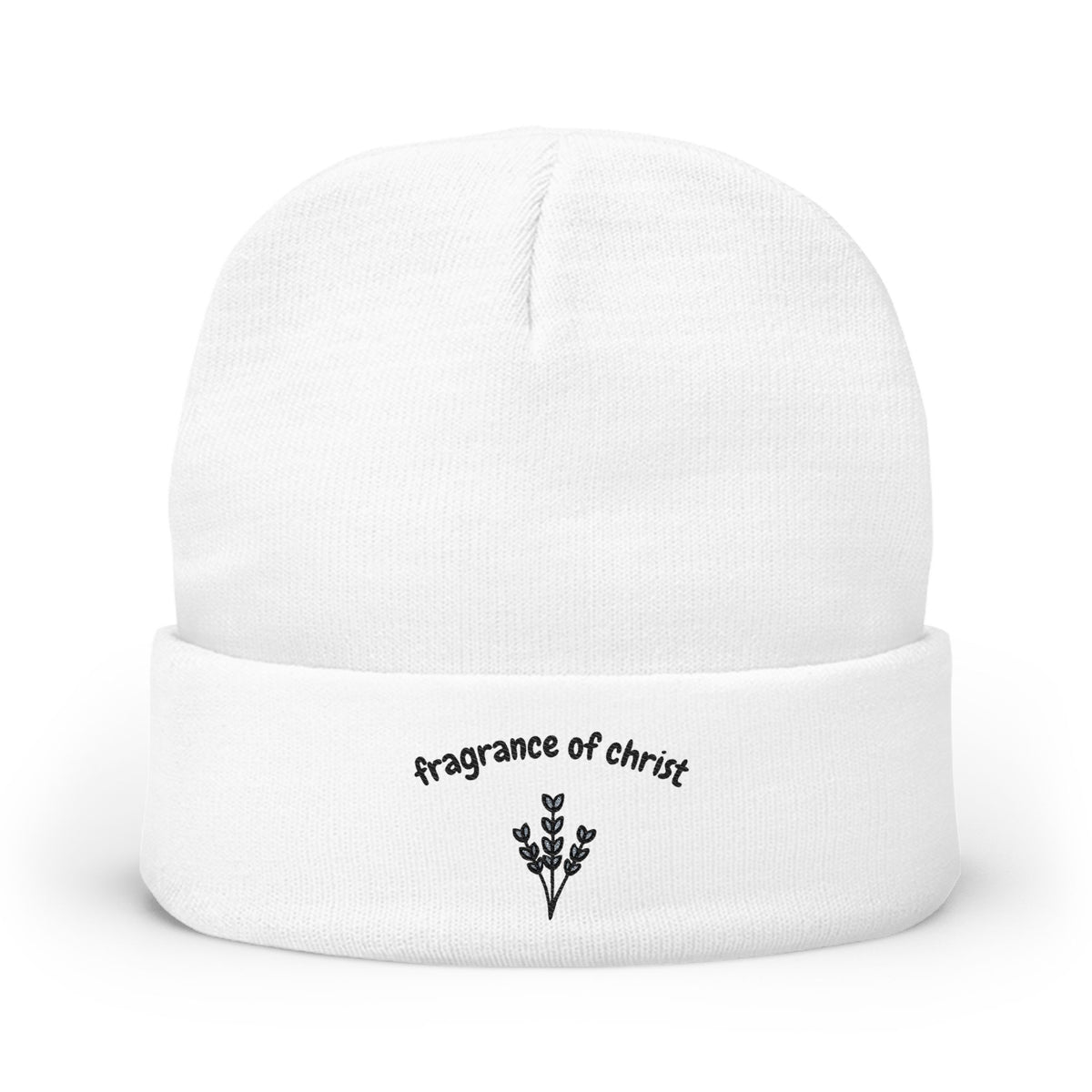 Embroidered 'Fragrance of Christ' Knit Beanie – Floral Faith Winter Hat
