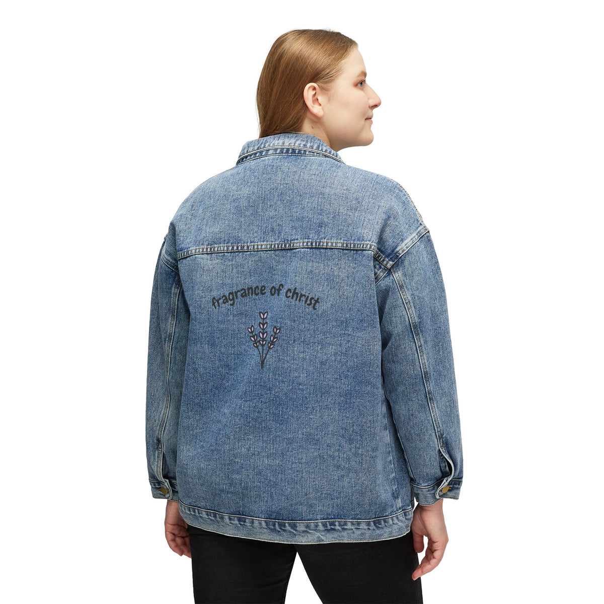 Embroidered Floral Denim Jacket — "Fragrance of Christ" Women's Jean Jacket