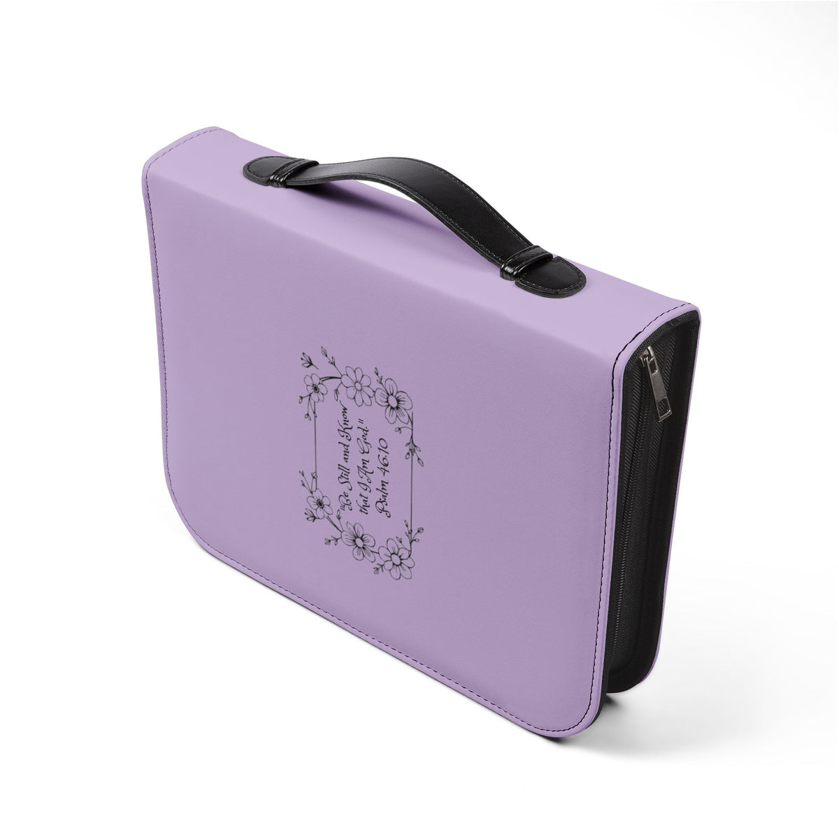 Lilac & Lavender Bible Cover — Floral Zippered Bible Case with Psalm 46:10 Quote