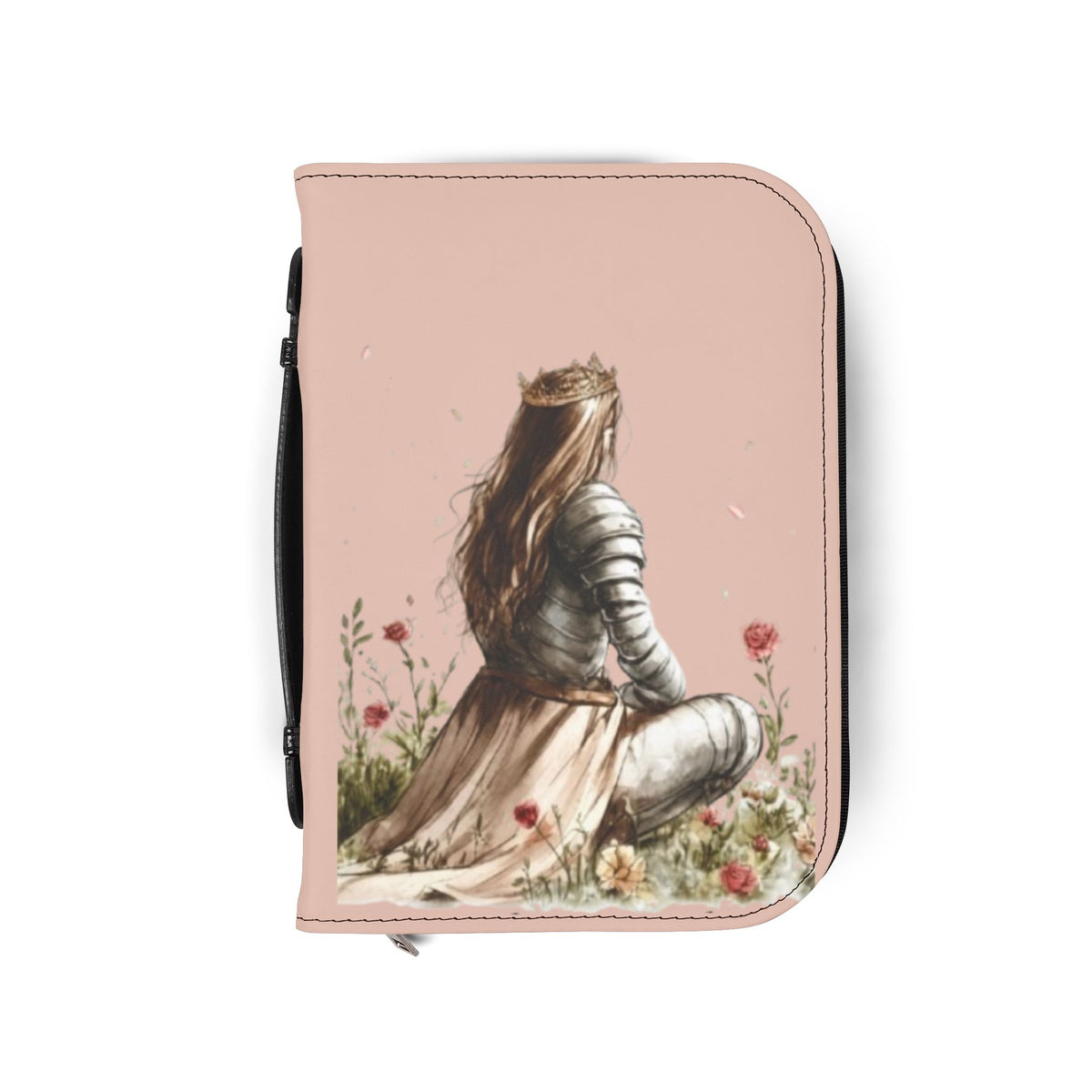 Bible Cover — Floral Crown & Armor Illustrated Zippered Bible Case (Esther 4:14)