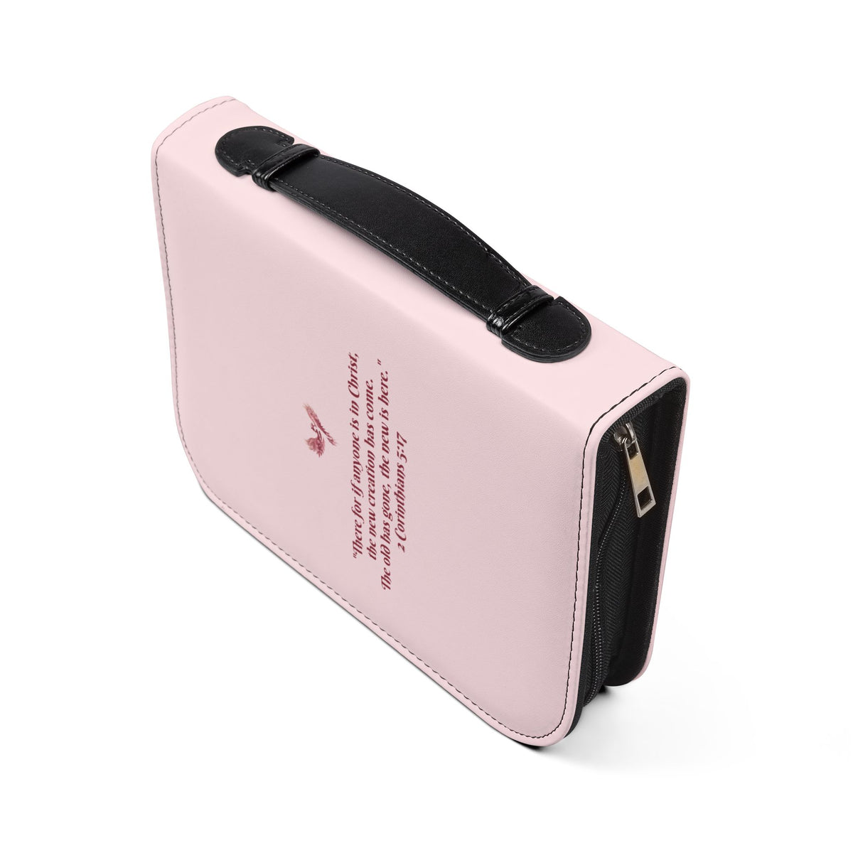 Bible Cover - 'Rise Anew' Pink Phoenix Zippered Bible Case with 2 Corinthians 5:17