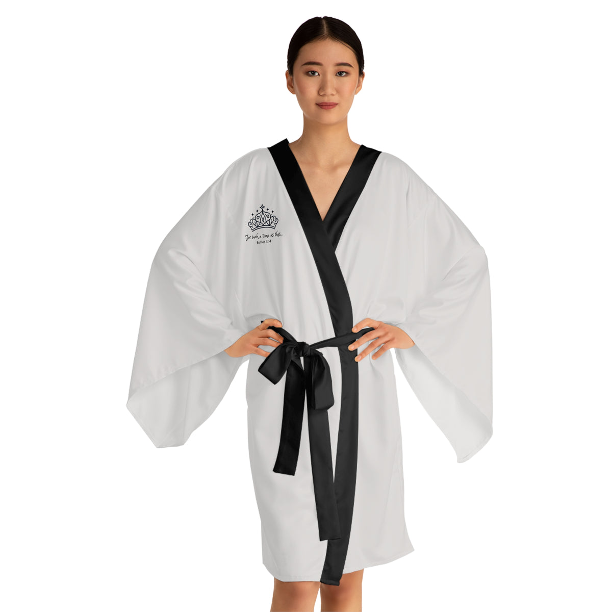 Queen Esther Silk Robe — Elegant Crown Monogram Loungewear