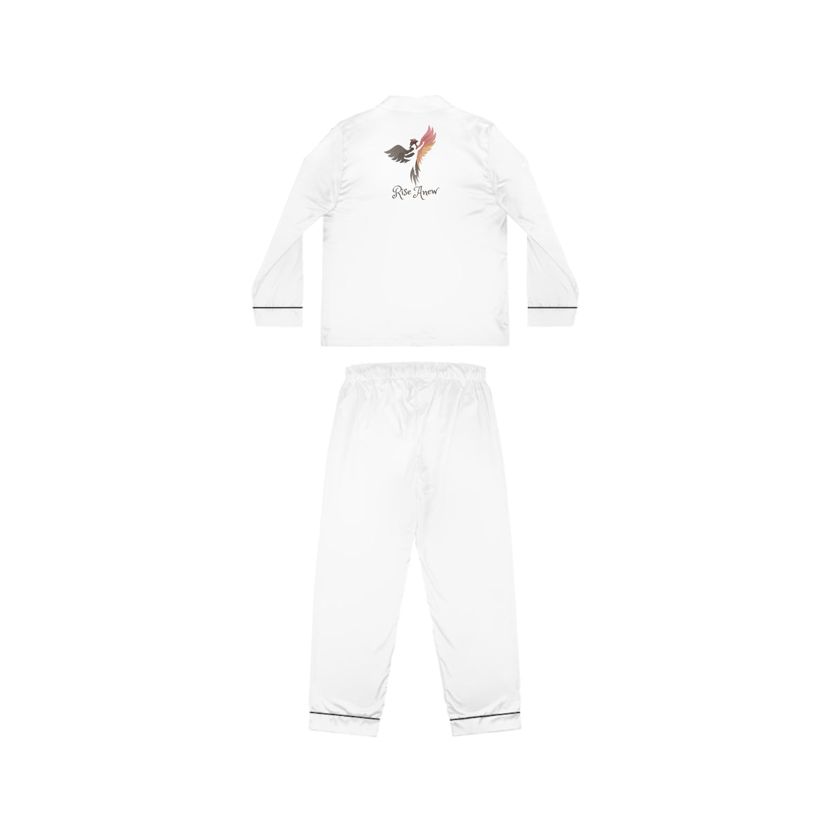 Women's Satin Pajama Set – White Satin Lounge Pajamas with Rise Anew Design