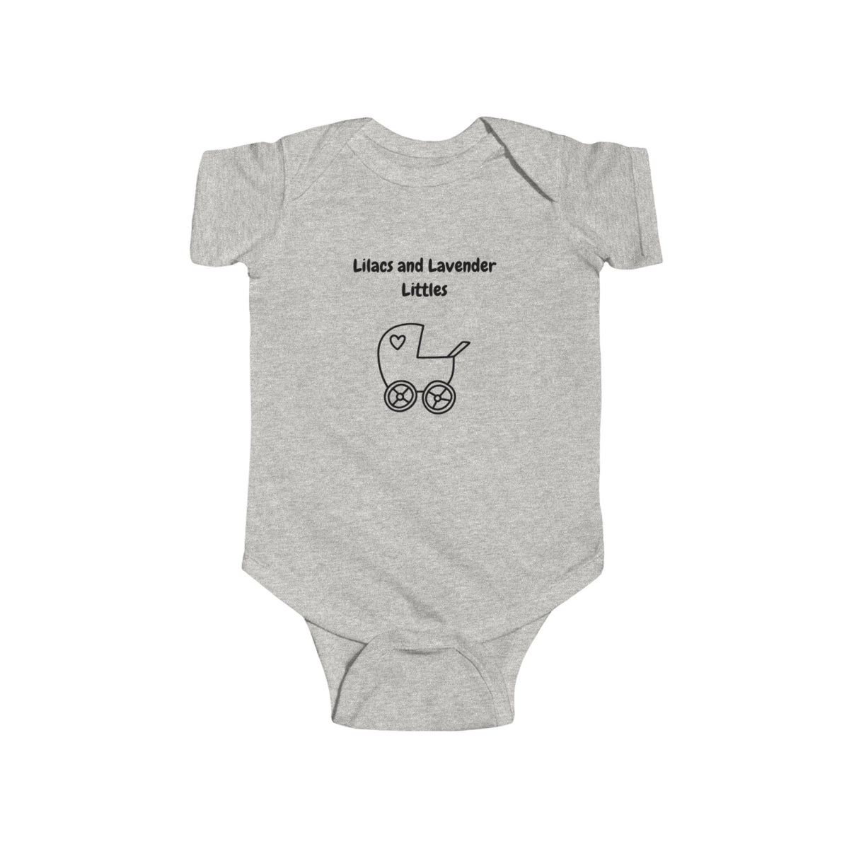 Infant Bodysuit – "Lilacs and Lavender Littles" Baby Onesie with Pram Graphic