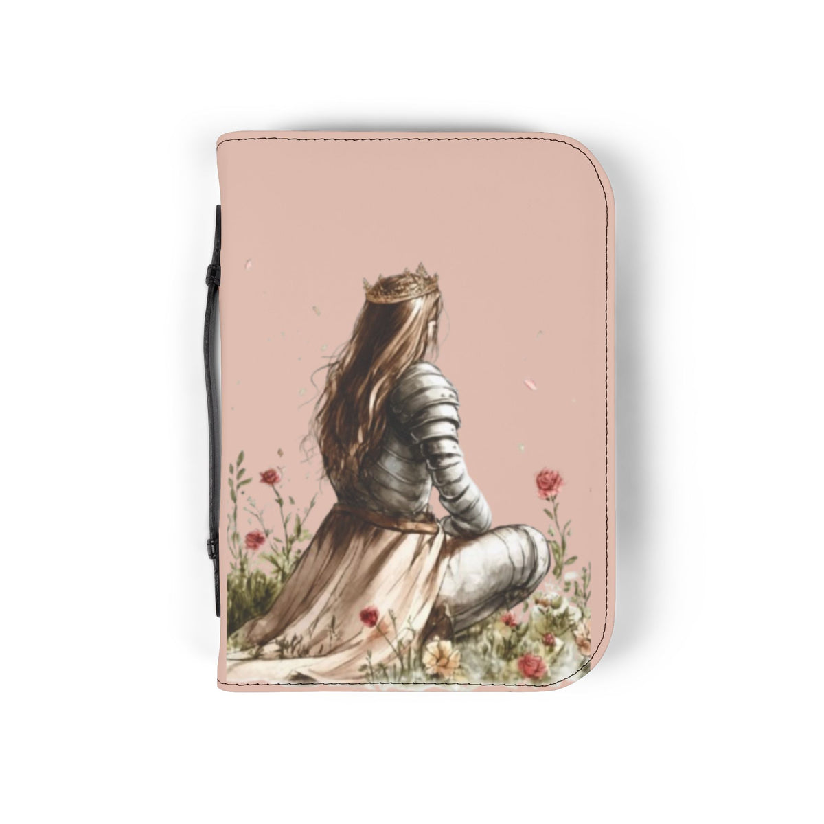 Bible Cover — Floral Crown & Armor Illustrated Zippered Bible Case (Esther 4:14)