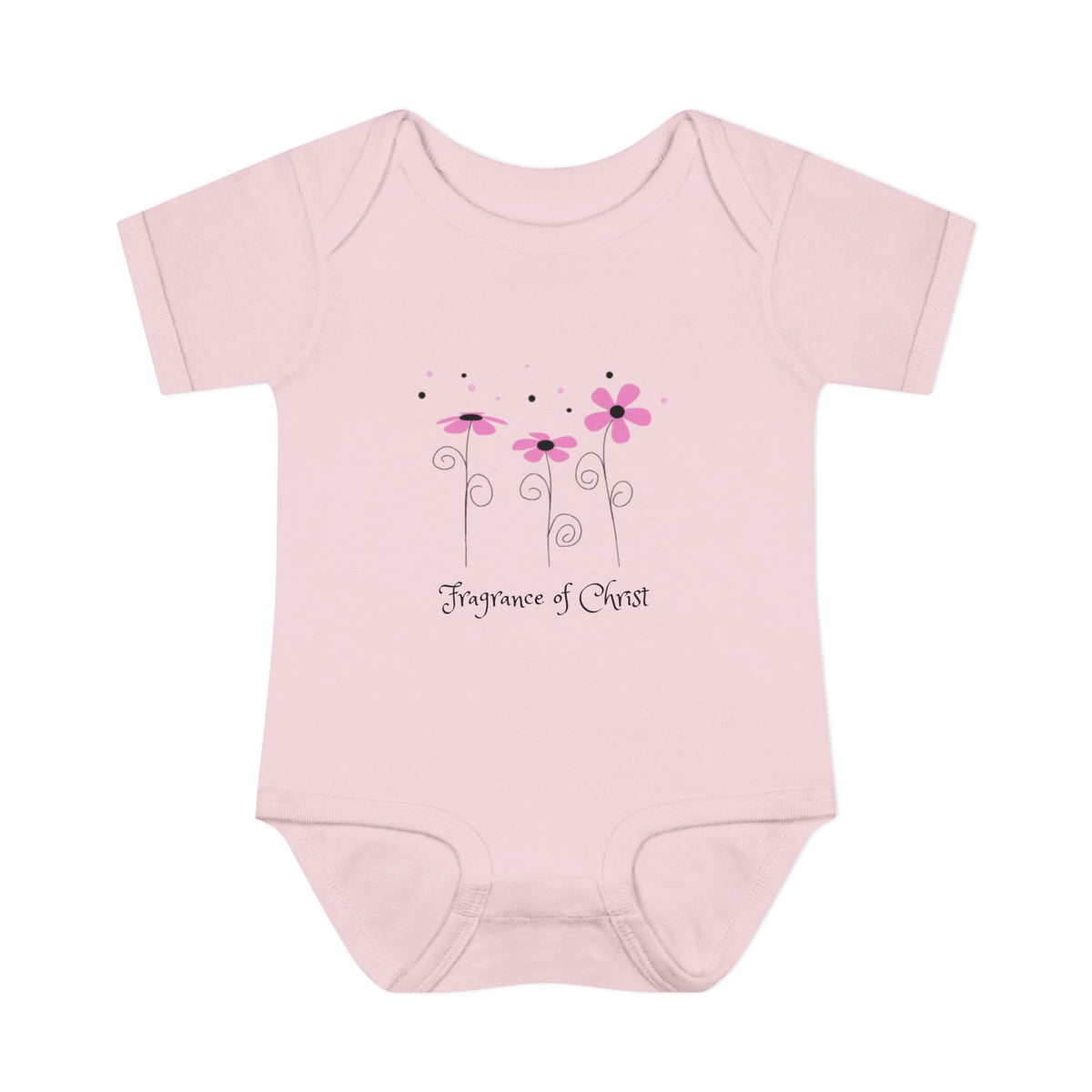 Baby Bodysuit — "Fragrance of Christ" Pink Floral Infant Onesie