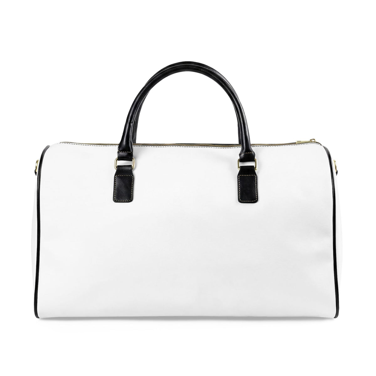 Lilacs and Lavender Faux Leather Travel Bag — White Weekender Duffel