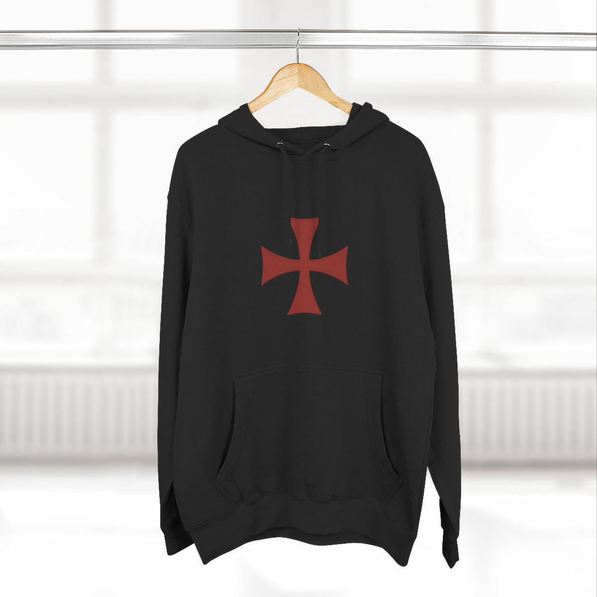 Crusader Knight Hoodie — Templar Cross Graphic Fleece Pullover