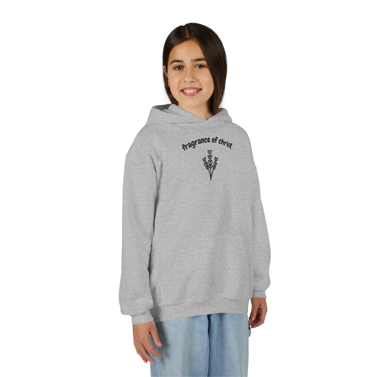 Youth Hoodie — "Fragrance of Christ" Floral Christian Hoodie