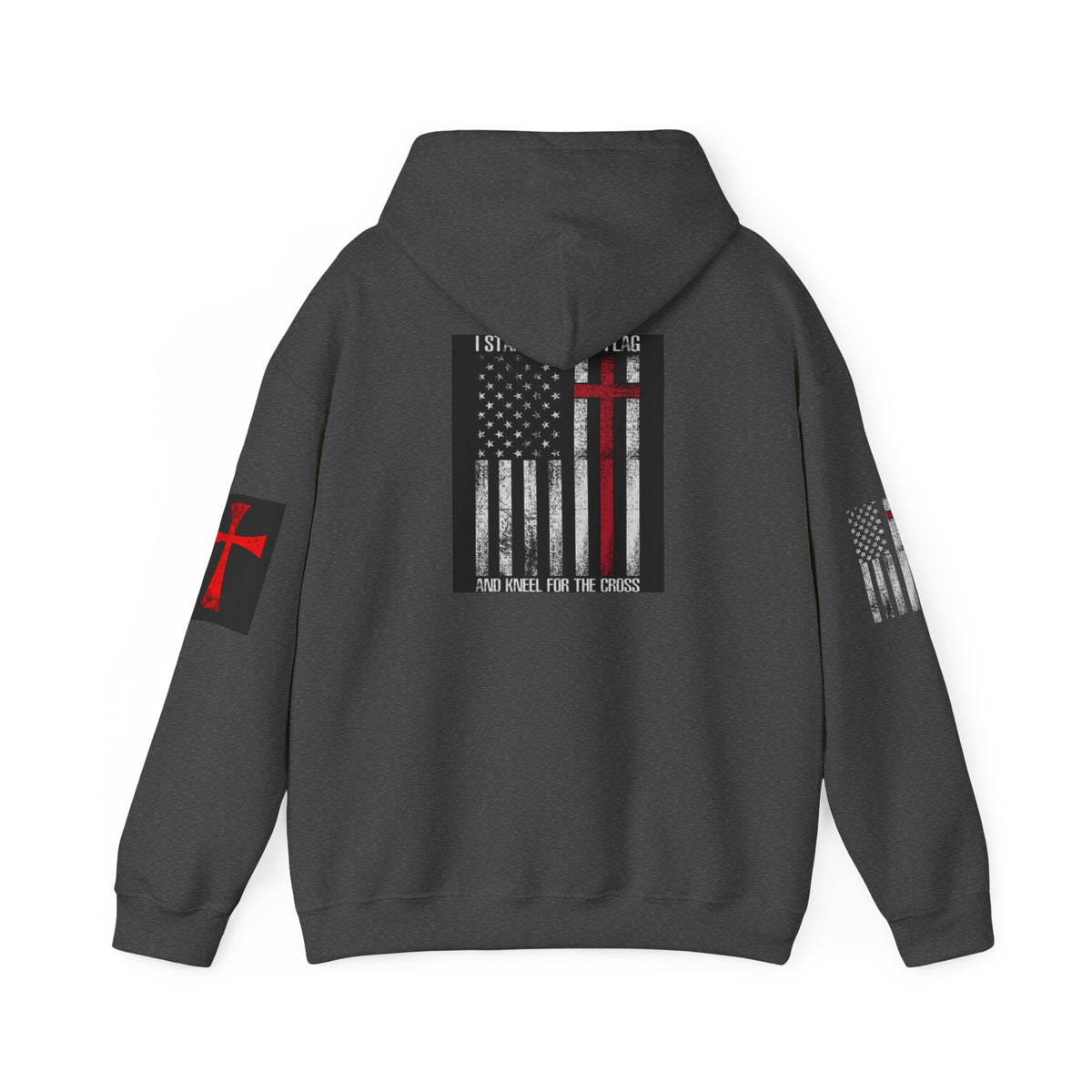 Christian Flag Cross Hoodie - Red Cross American Flag Christian Hoodie