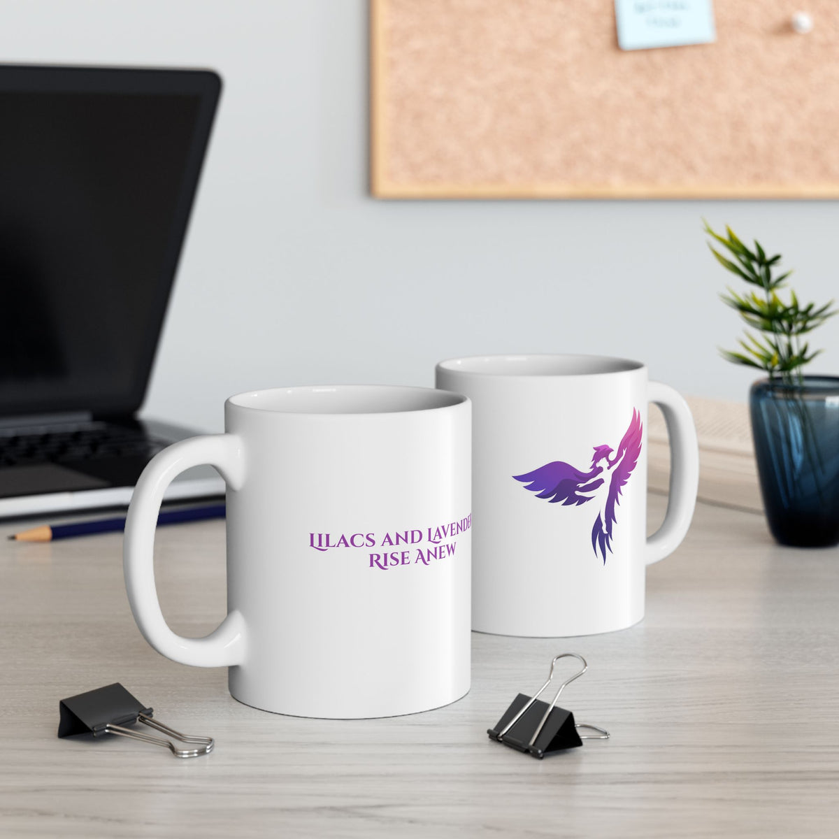 Rise Anew Original Program Ceramic Mug — Purple-Pink Wings Design (11oz, 15oz)