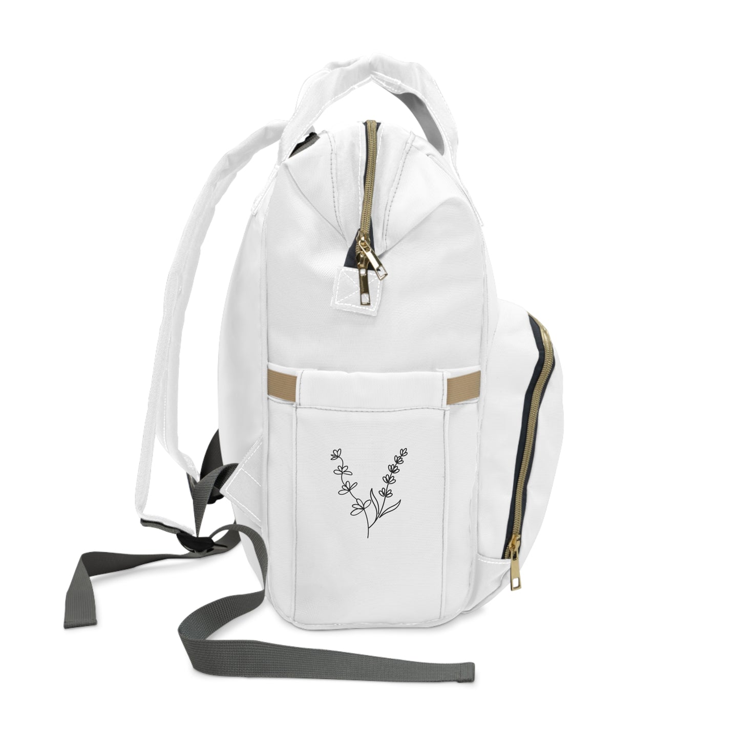 Multifunctional Diaper Backpack — Lilies & Lavender Mom Tote