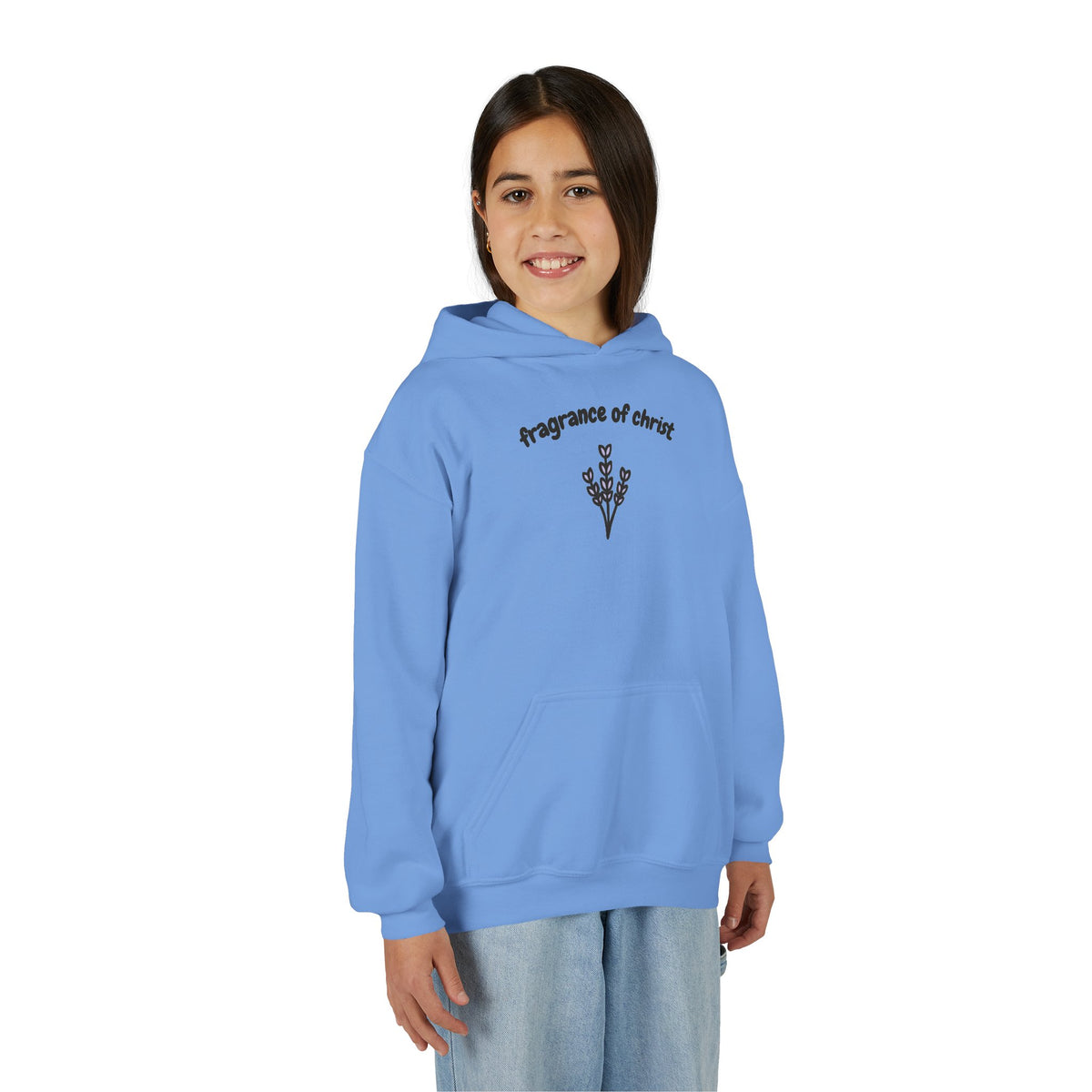 Youth Hoodie — "Fragrance of Christ" Floral Christian Sweatshirt