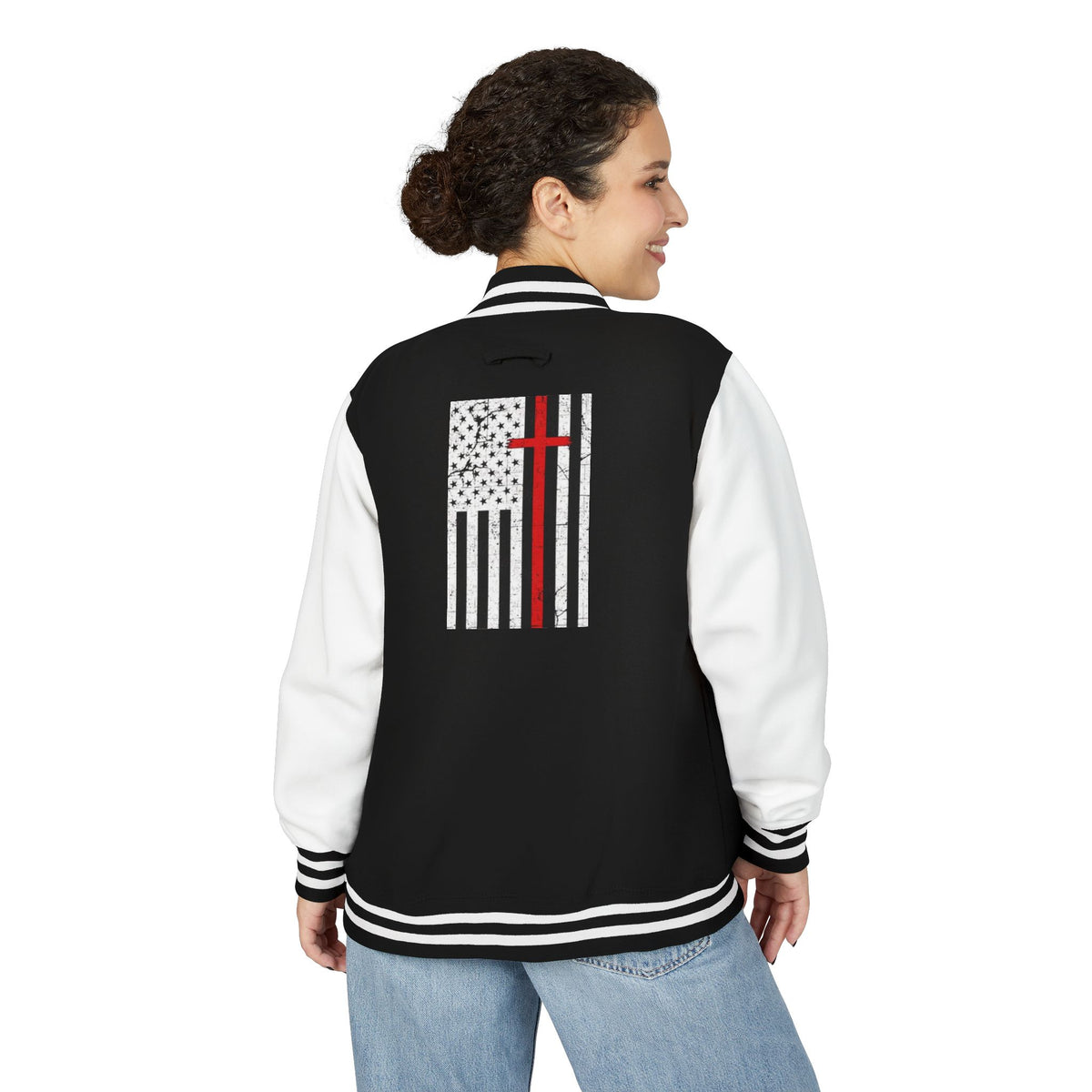 American Flag Cross Letterman Jacket