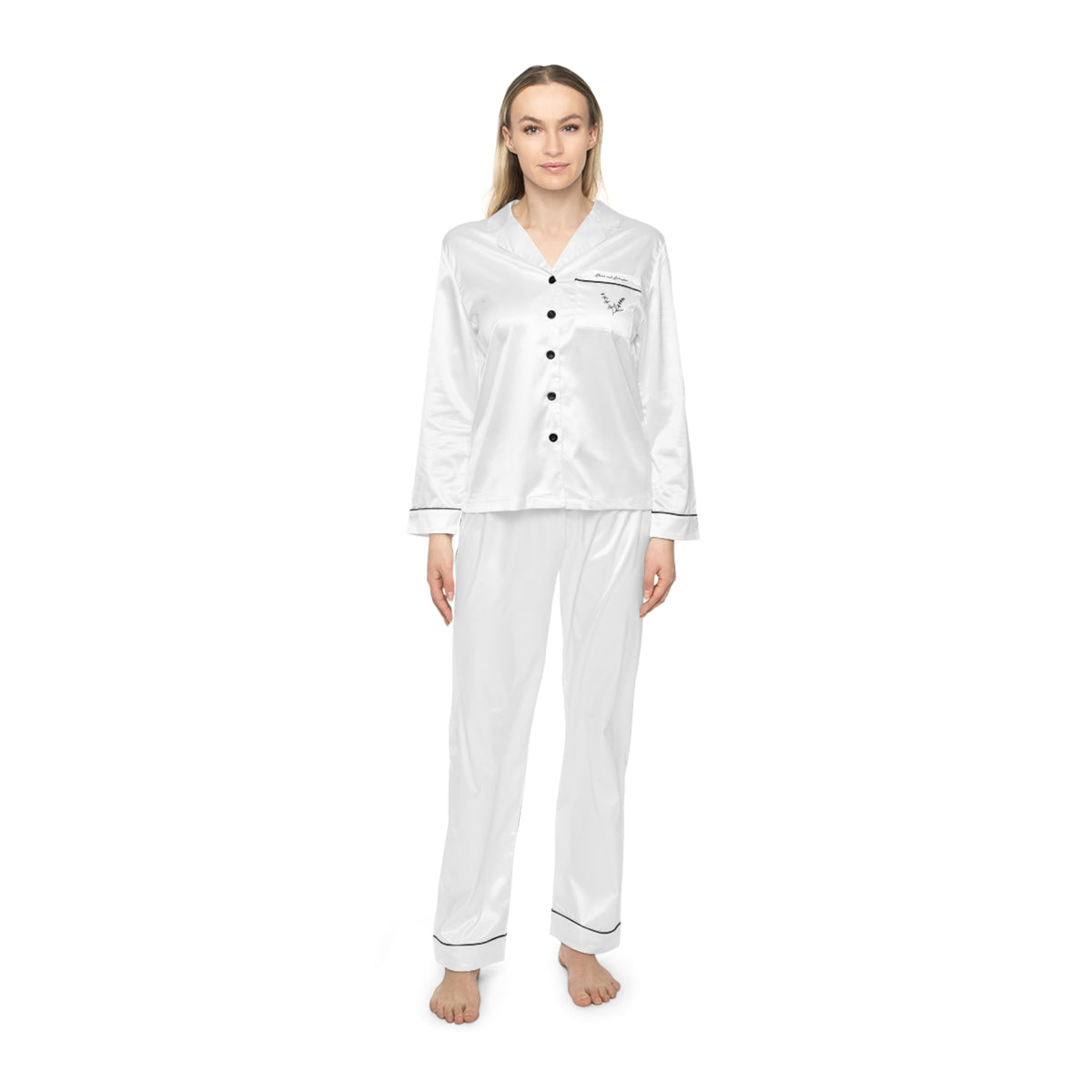 Women’s Satin Pajama Set — Floral “Plant and Flourish” Back Print