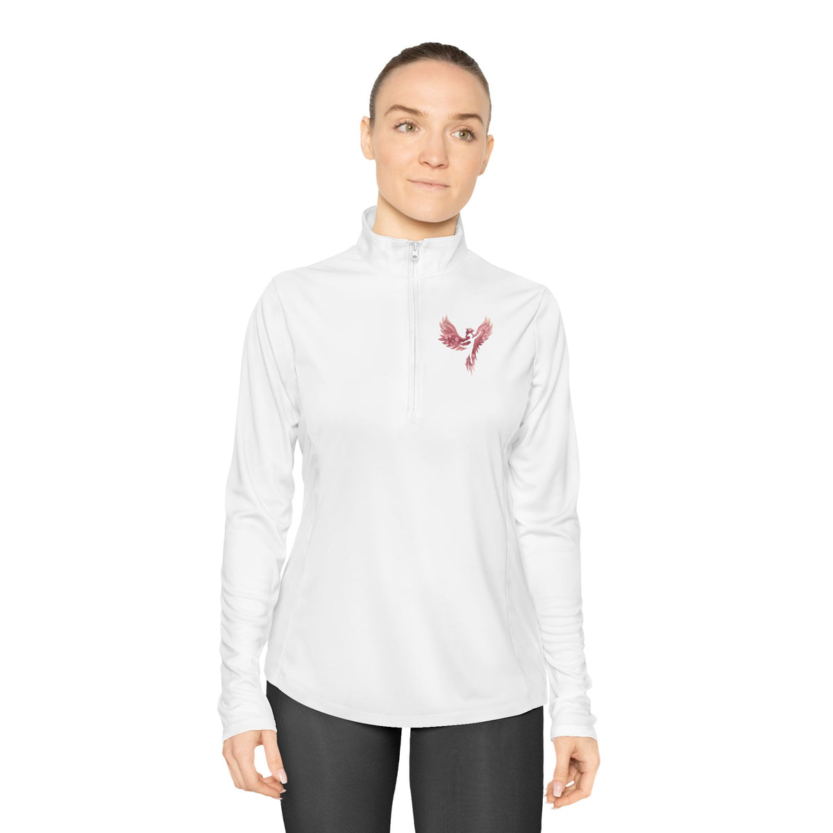 Ladies Quarter-Zip Pullover — 'Rise Anew' Floral Phoenix Embroidered Pullover