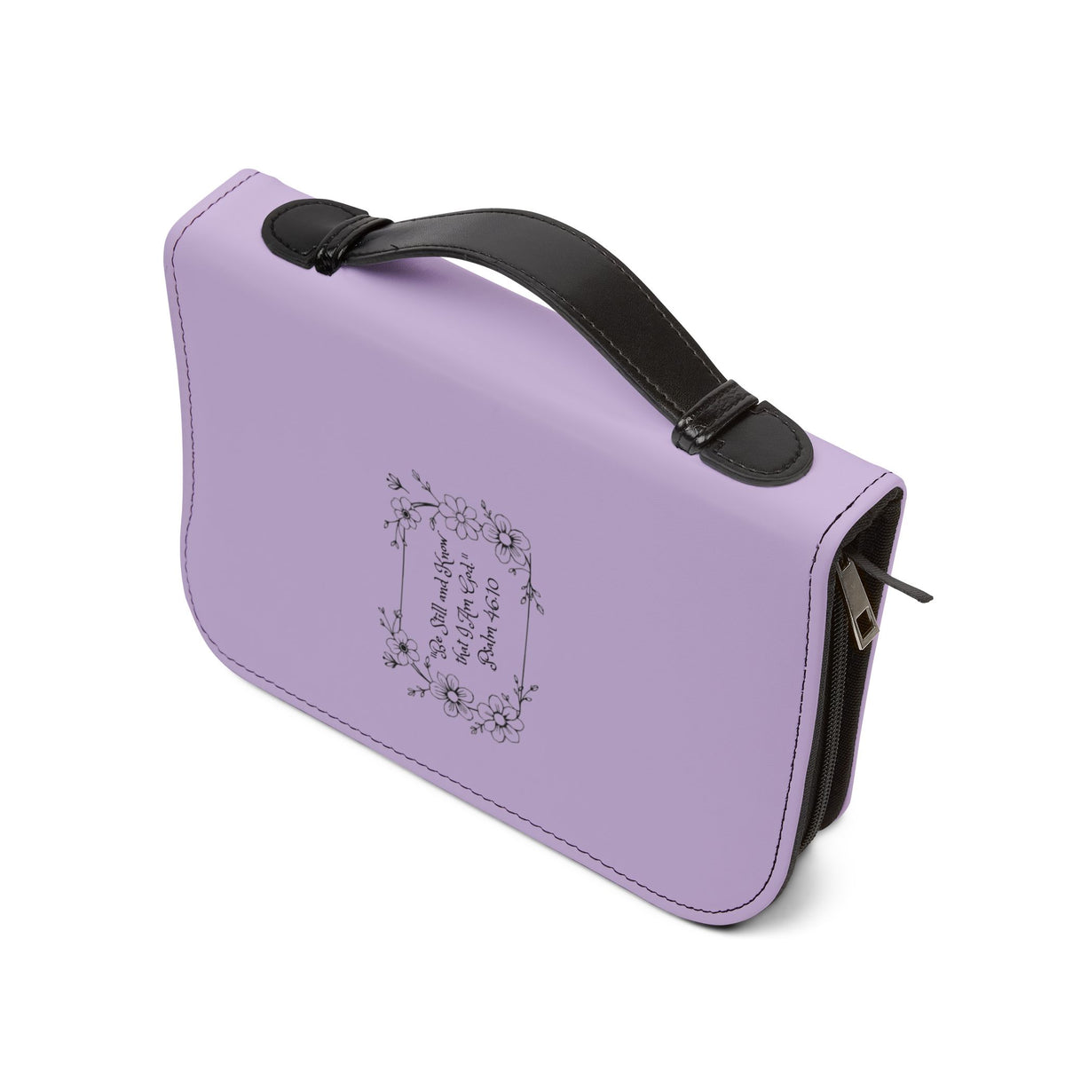 Lilac & Lavender Bible Cover — Floral Zippered Bible Case with Psalm 46:10 Quote