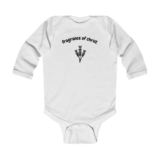 Infant Bodysuit - "Fragrance of Christ" Floral Christian Long Sleeve Baby Onesie