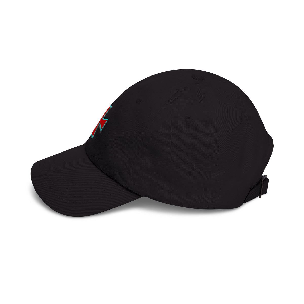 Embroidered Red Crusader Cross Hat with Turquoise Outline