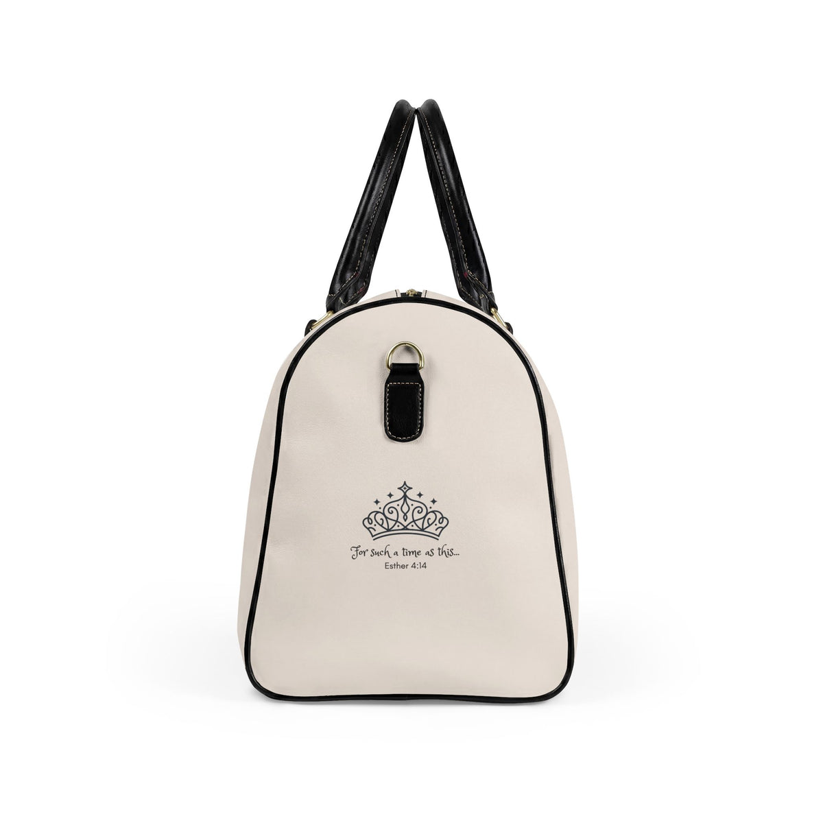 Embroidered Crown Faux Leather Travel Bag — 'For Such A Time As This' Scripture Duffel