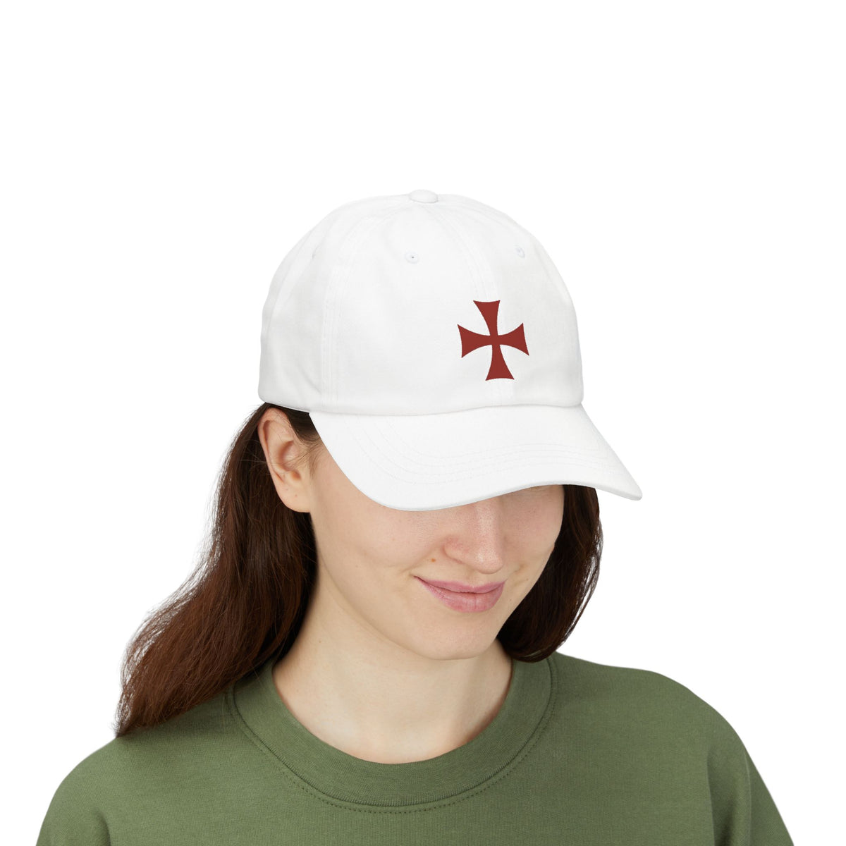 Embroidered Red Crusader Cross Dad Cap