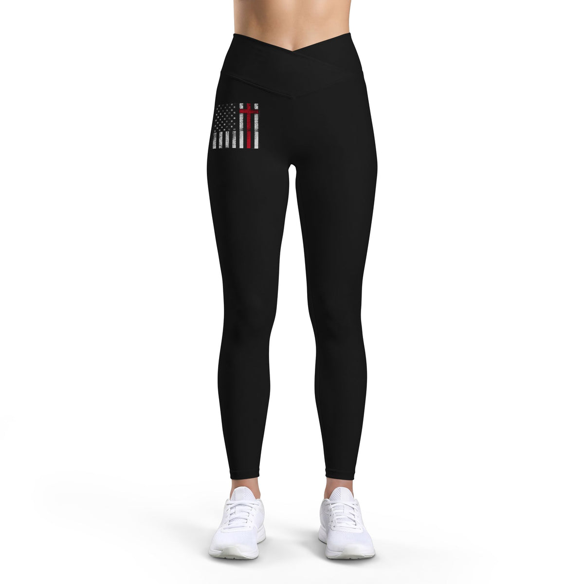 I Stand for the Flag and Kneel for the Cross Women's V Shaped Waist Leggings
