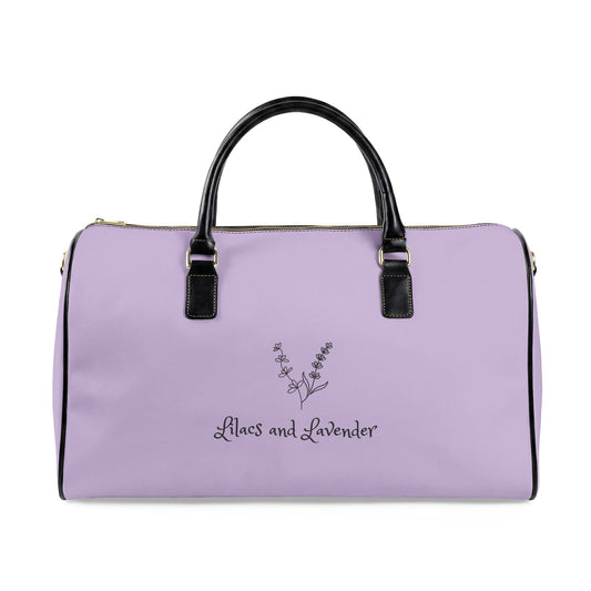 Lilacs and Lavender Faux Leather Travel Bag — Floral Weekend Duffel