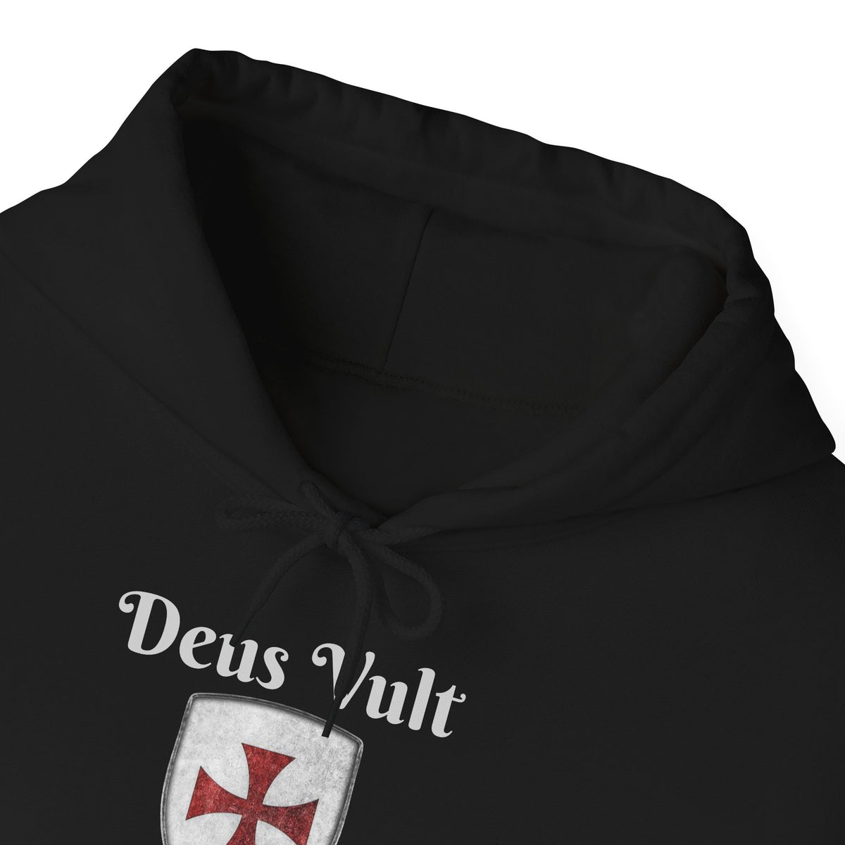Crusader Cross Hoodie — "Deus Vult / God Wills It" Patriotic Flag Graphic